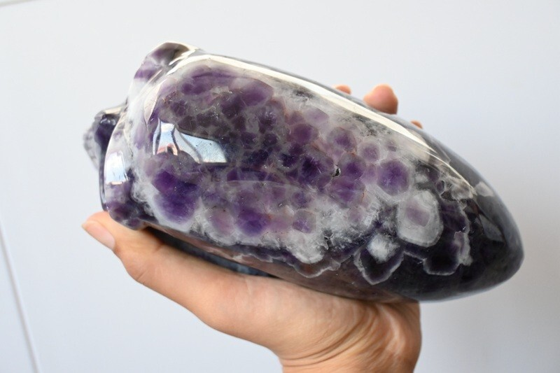 4.2LB Top Natural Dreamy Amethyst Quartz hand Carved Crystal Alien Skull reiki