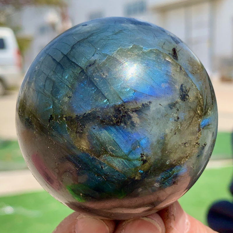 366G Natural Gorgeous Labradorite QuartzCrystal Stone Specimen ball Healing