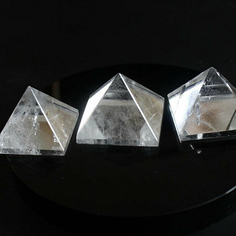 Natural Clear Quartz Crystal Orgone Energy Pyramid Healing Mineral Stone Tower