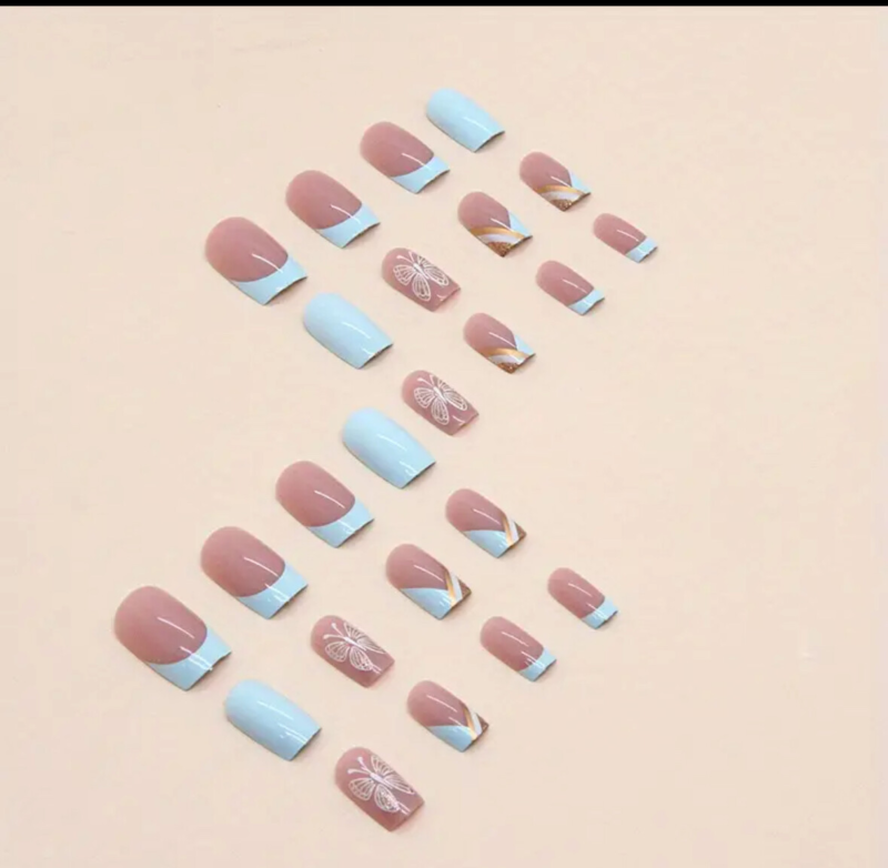 24pcs Press On False Finger Nails Fake Nails Glittered Solid Colours 52 Options