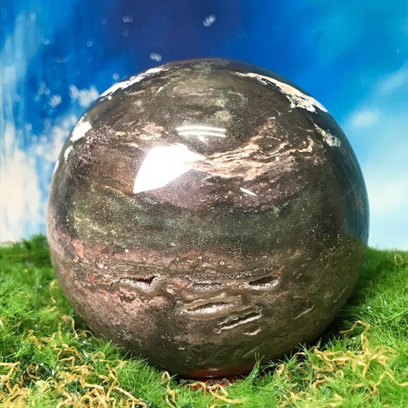 555G Rare Natural Ocean Jasper Quartz Ball Crystal Ball Sample Repair
