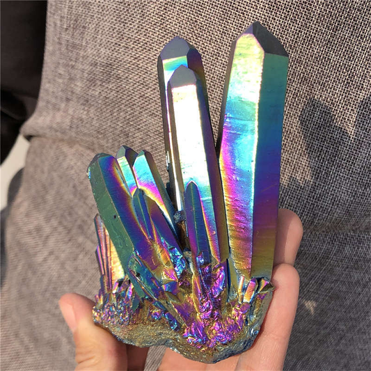 280g Electroplate Rainbow cluster quartz crystal mineral specimen reiki healing