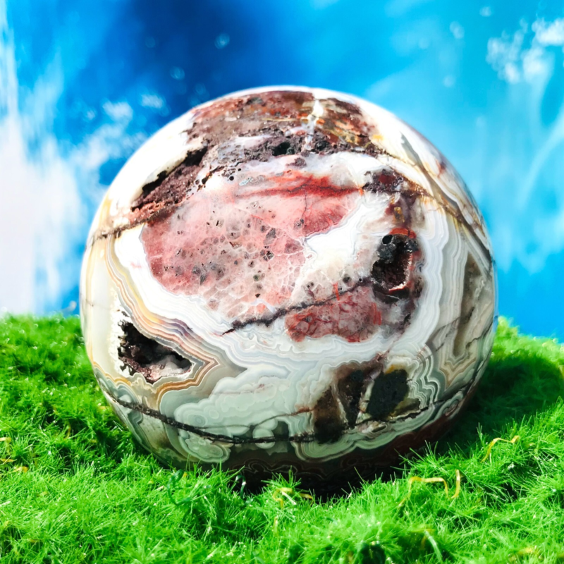 619G Rare Natural Mexican stone Quartz Sphere Crystal Ball Specimen Healing