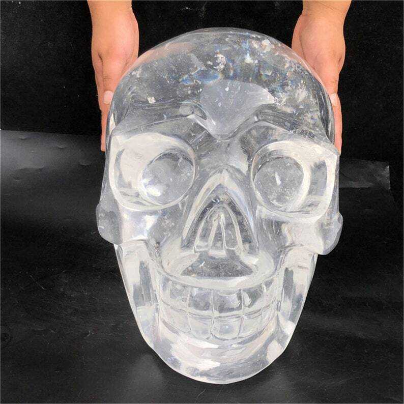 35KG+ Huge Clear Melting Stone Skull Reiki Heal Crystal Energy Decoration gifts