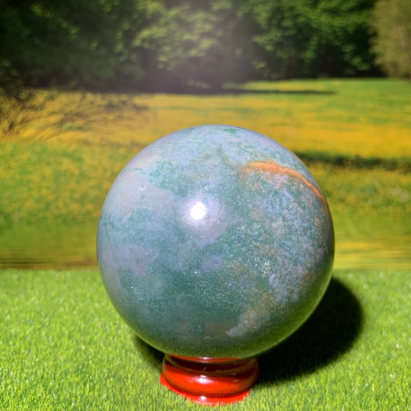 433G Natural Ocean Jasper Quartz Ball Crystal Sphere Mineral Specimen Healing