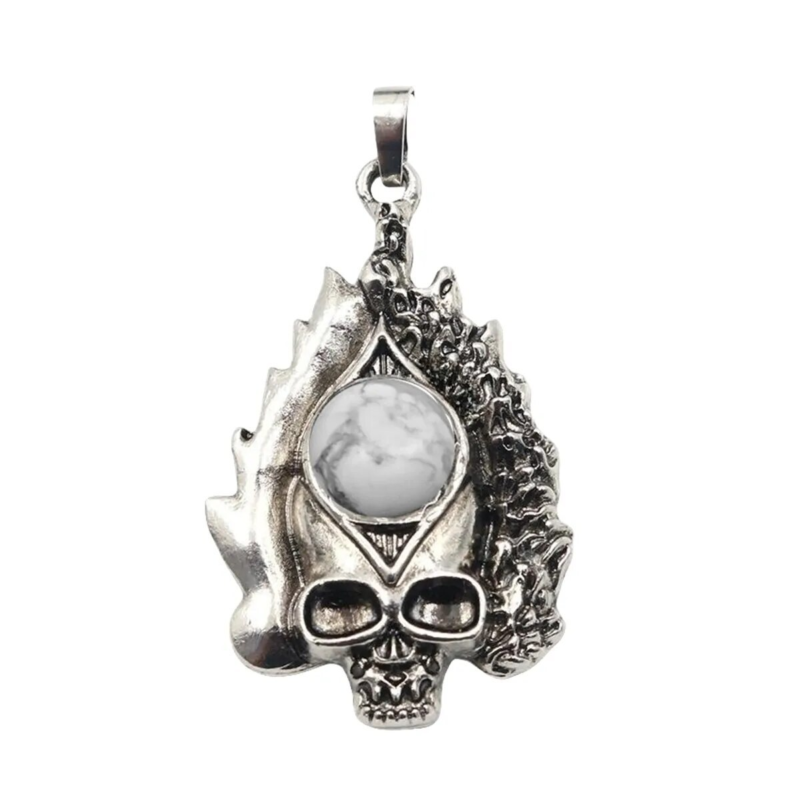 3P Fashion Gothic Skull Keychain Silver Skeleton Stone Pendant Keyring Jewelry