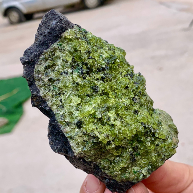 383G Natural and rare beautiful museum grade olive green olivine crystal