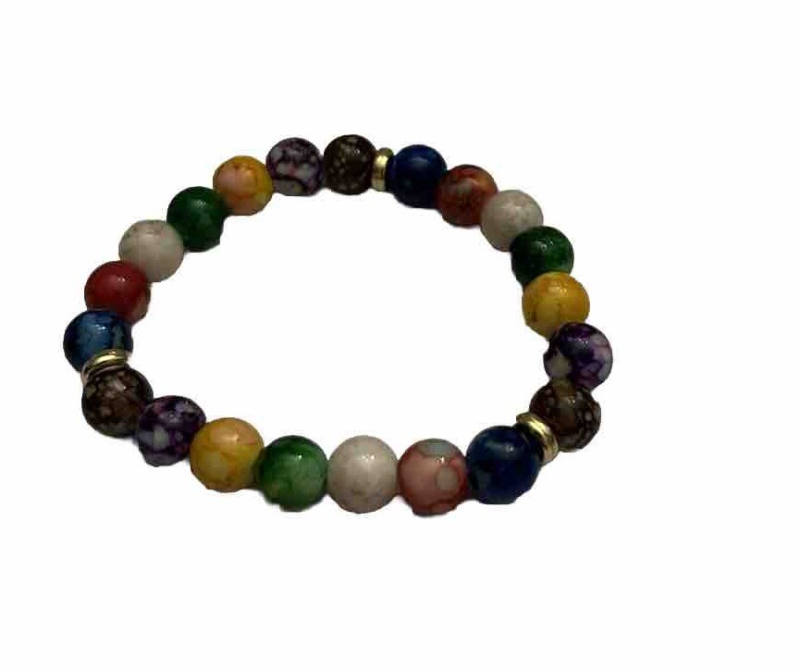 7 Chakra Reiki Healing Stone Bracelet Yoga Balance Energy Imitate Volcanic Stone