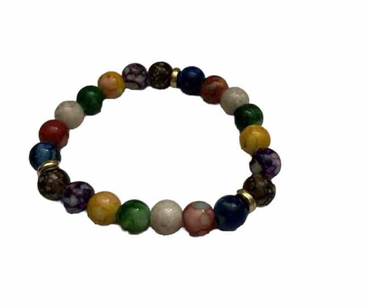 7 Chakra Reiki Healing Stone Bracelet Yoga Balance Energy Imitate Volcanic Stone