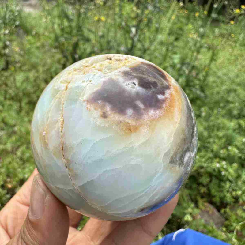 360g Natural Amazonite Quartz Sphere Crystal Polished Ball Reiki Healing Decor