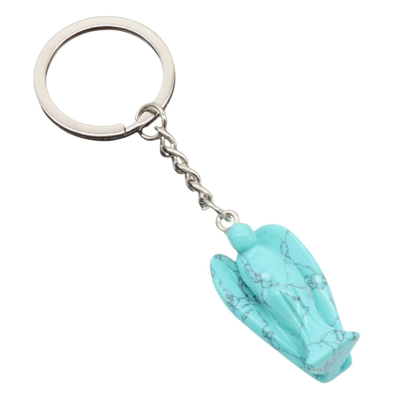 Natural Crystal Angel Keychain Healing Energy Pendant for Women Men
