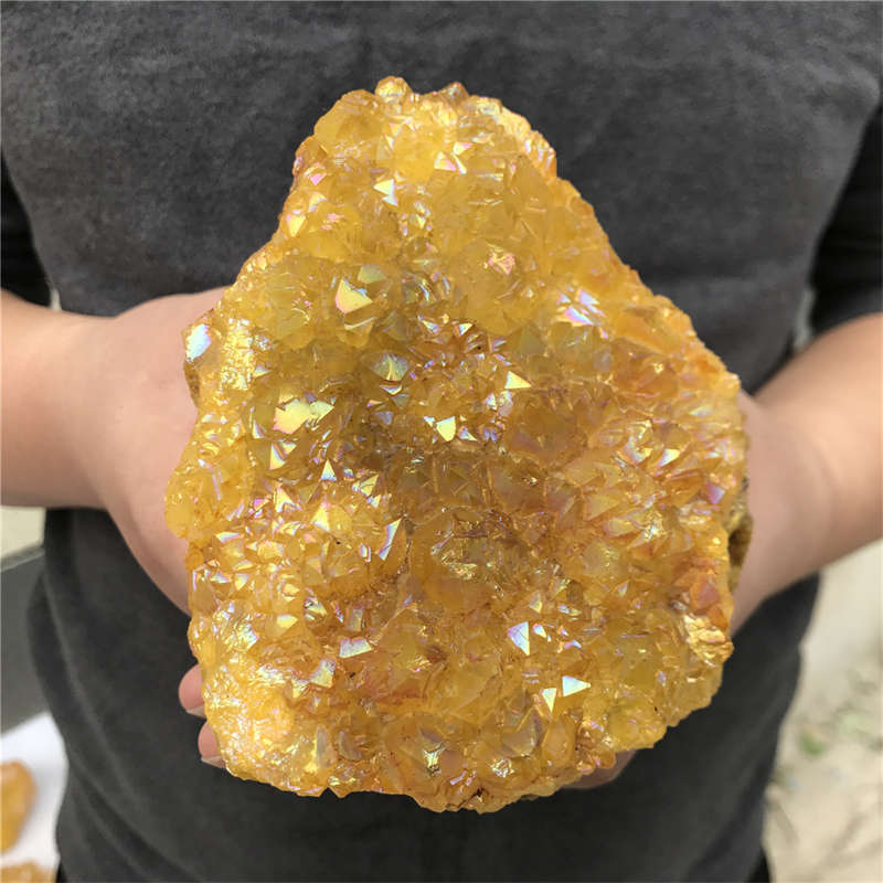 920g Electroplate Rainbow cluster quartz crystal mineral specimen reiki healing