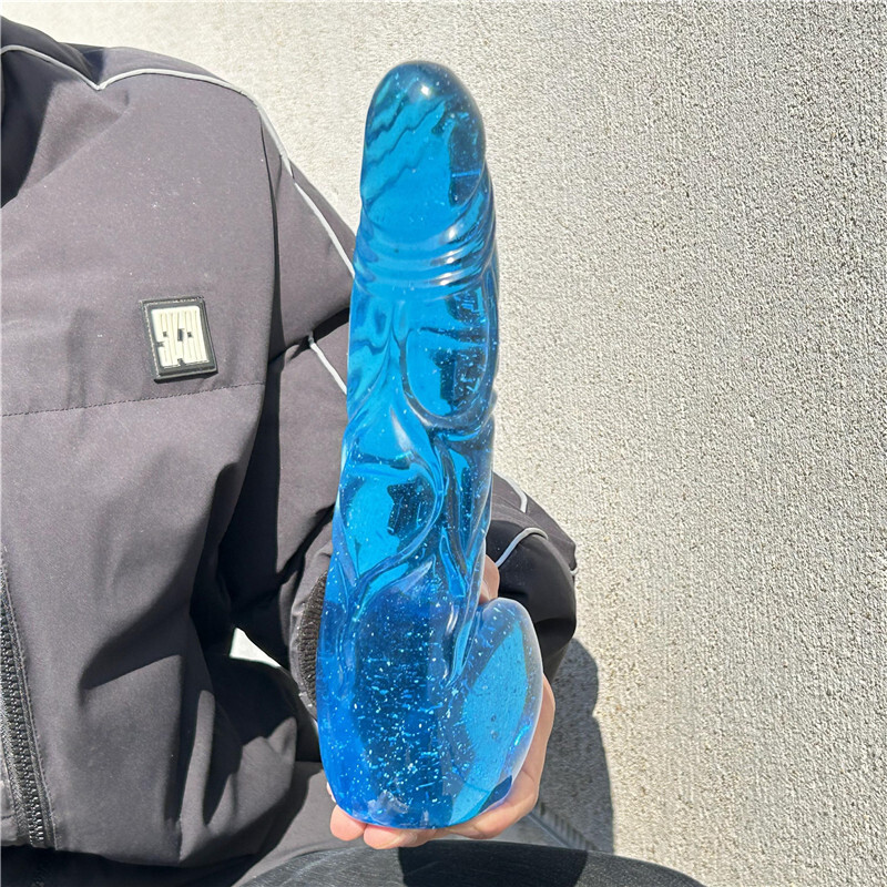 2.66LB Blue Melting Stone Penis skull Carved Quartz Crystal Specimen XK3021