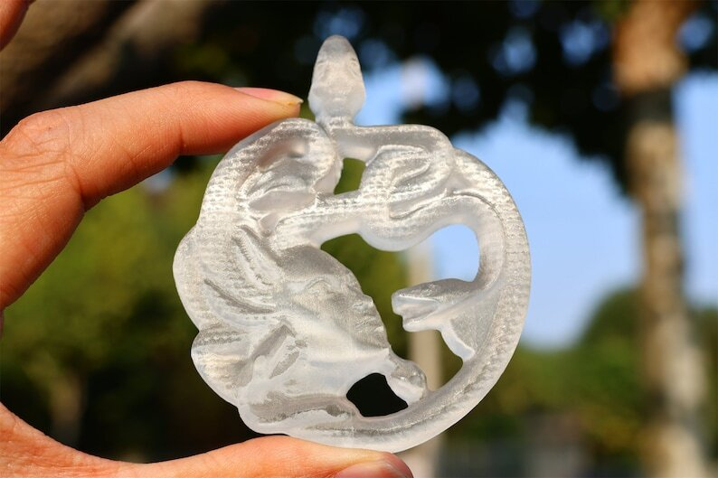 3.1" Hand Carved Natural Gypsum Medusa Reiki Crystal Skull Decor Crystal Gift 1x