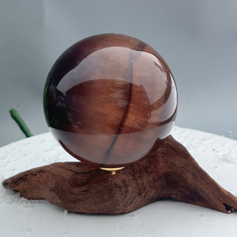 339 Ke Natural Fluorite Ball Colorful Quartz Crystal Gem Repair + Bracket