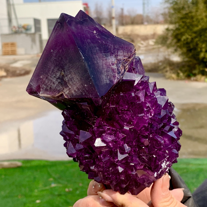 2.75LBNewly discovered Purple Potassium alum Octahedral Crystal Stunning Crystal