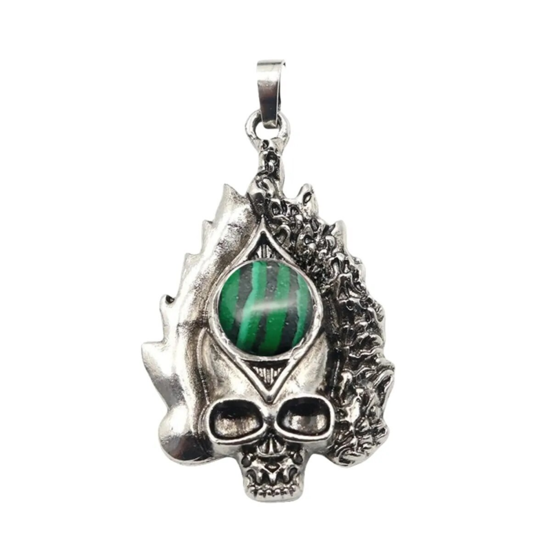 3P Fashion Gothic Skull Keychain Silver Skeleton Stone Pendant Keyring Jewelry