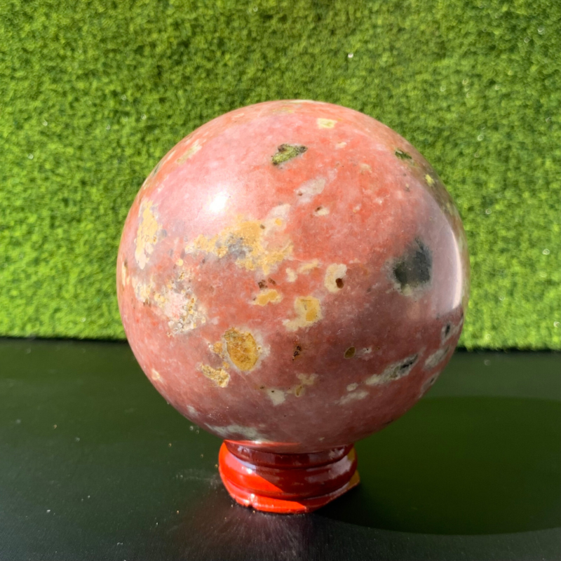 512GNatural Peach Blossom Tourmaline Quartz Ball Crystal Ball Reiki Repair