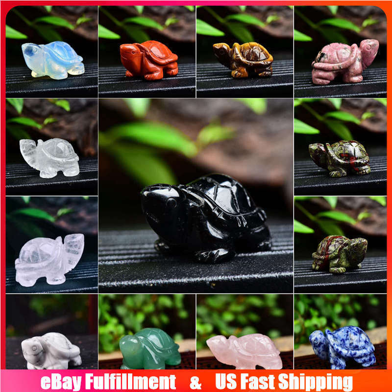 Natural Quartz Crystal Longevity Chakra Healing Stone Carved Turtle Animal Reiki