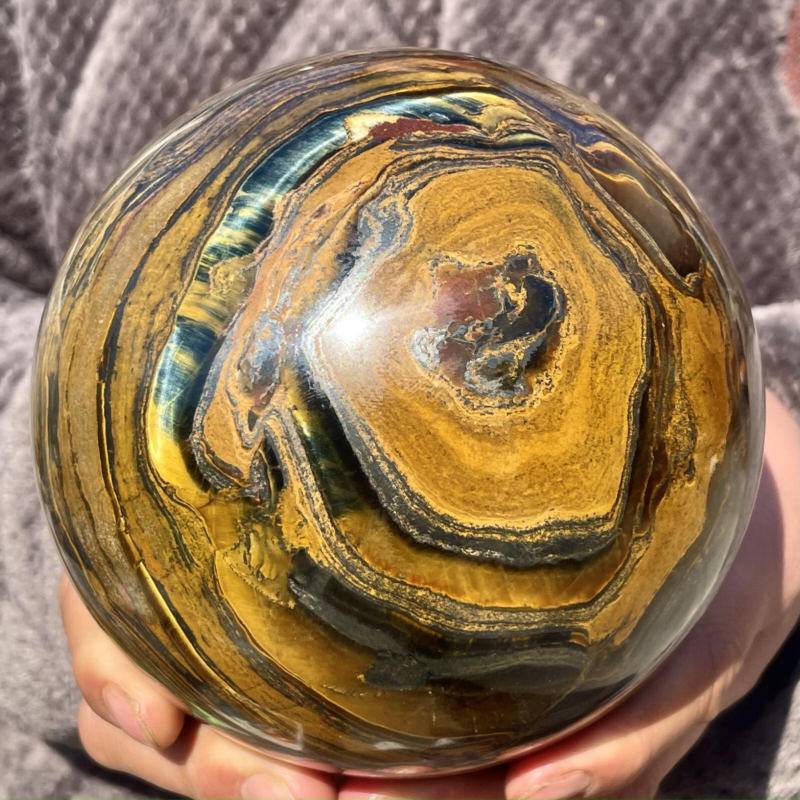 7.27LB Natural Tiger&apos;s Eye Ball Quartz Crystal Sphere Gem Healing Décor