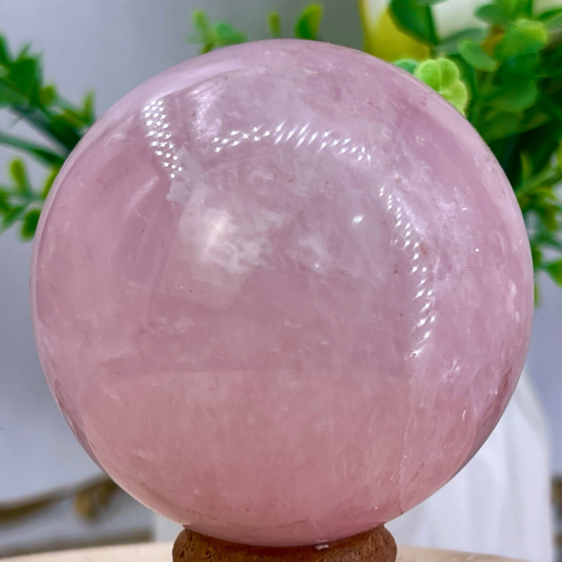 352G Natural Crystal Pink Rose Chakra Quartz Sphere healing ball Specimen
