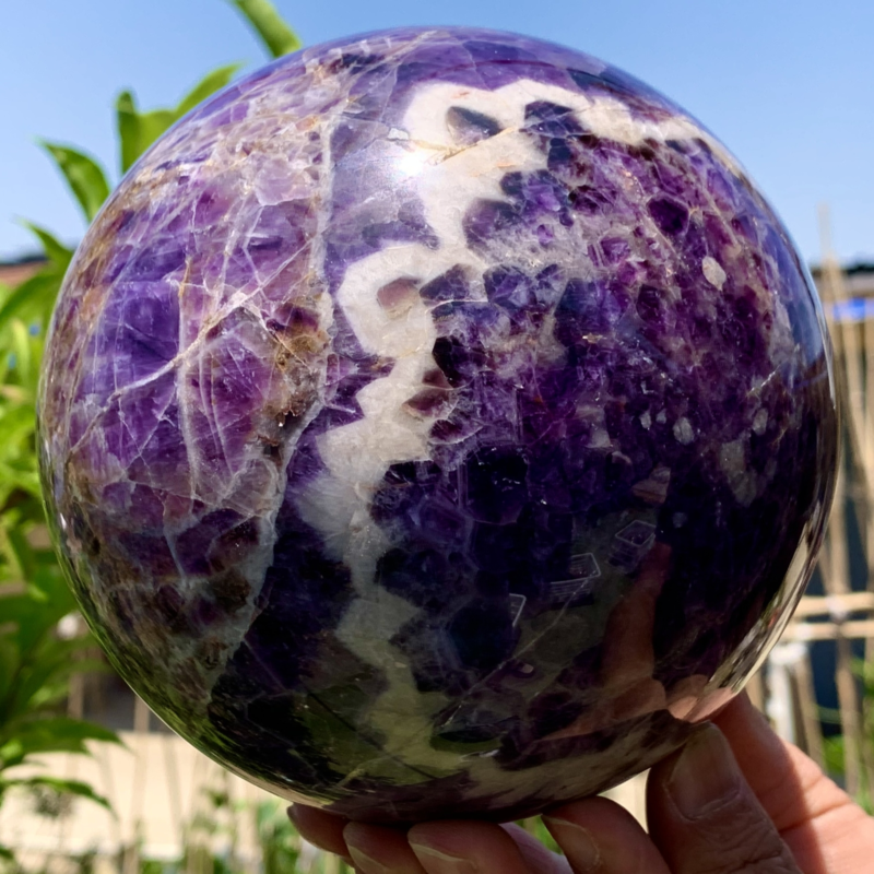 6.33LB Natural beautiful Dream Amethyst Quartz Crystal Sphere Ball Healing