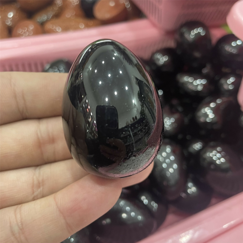 80g+ Natural obsidian Egg Quartz Carved Crystal Massage Reiki Healing 1pc