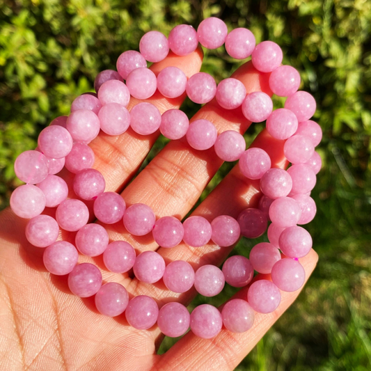 8mm3Genuine Goods Natural Pink Rose Crystal Ball Bracelet