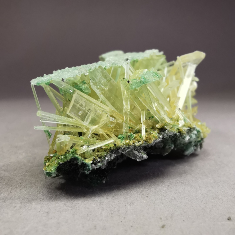 8.57 g RARE Gypsum var. Selenite w. Atacamite / Poland / Rough Crystal Specimen
