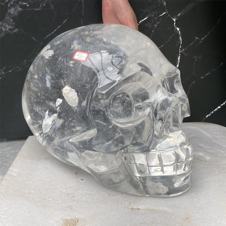 35KG+ Huge Clear Melting Stone Skull Reiki Heal Crystal Energy Decoration gifts