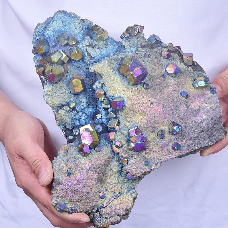 5.75LB Electroplated quartz Calcite mineral specimen for spiritual healing