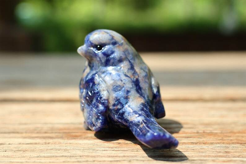 2.4" Natural Sodalite Carved bird Reiki Creative Crystal Skull decor gift 1pc