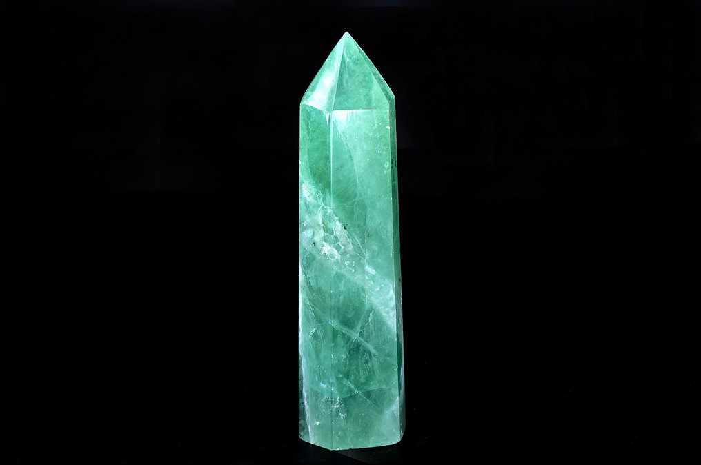 First quality blue and green Fluorite sphere and point - Height: 11.1 cm - Width: 3.1 cm- 379 g - (2)