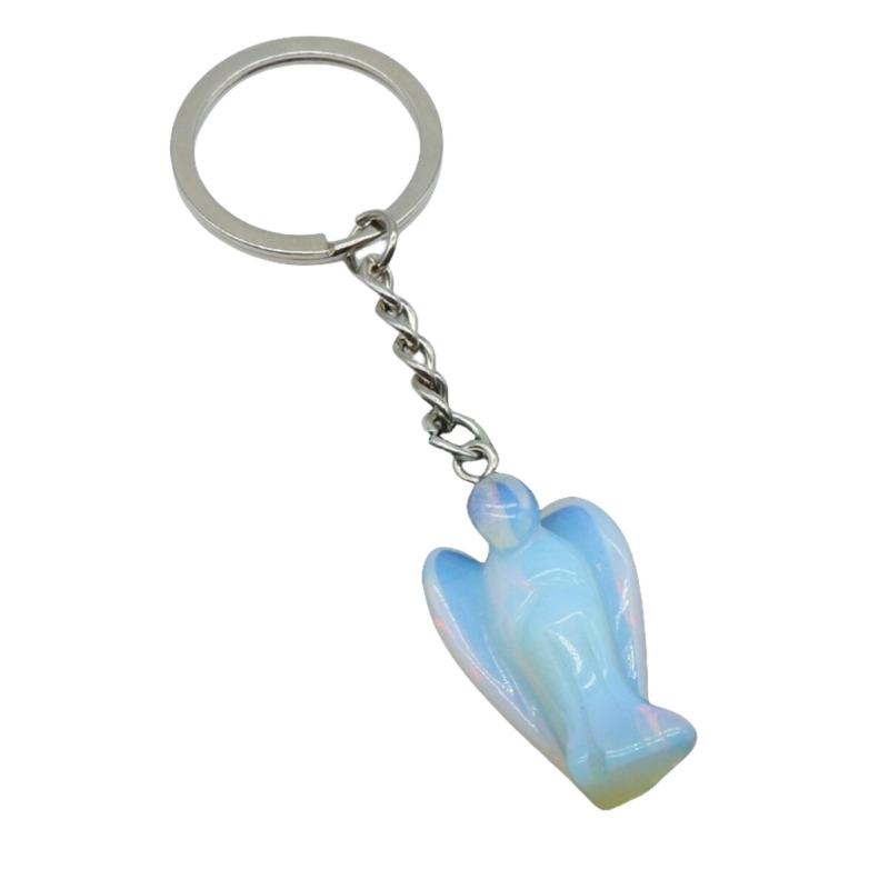 3PCS Healing Energy Gemstone Angel Key Fob Decorative Keychain for Women Men