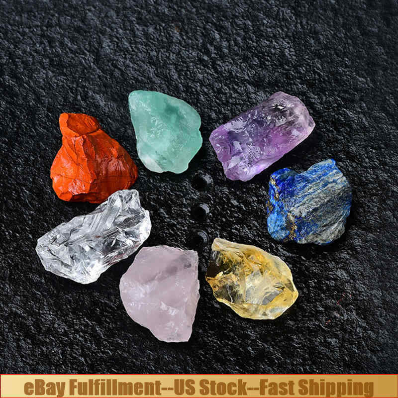 7 Chakra Healing Crystal Stone Set Natural Rock Quartz Balance Stone W/ Pouch US
