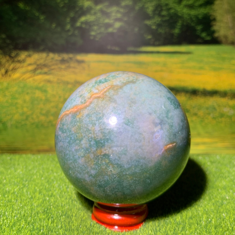 433G Natural Ocean Jasper Quartz Ball Crystal Sphere Mineral Specimen Healing