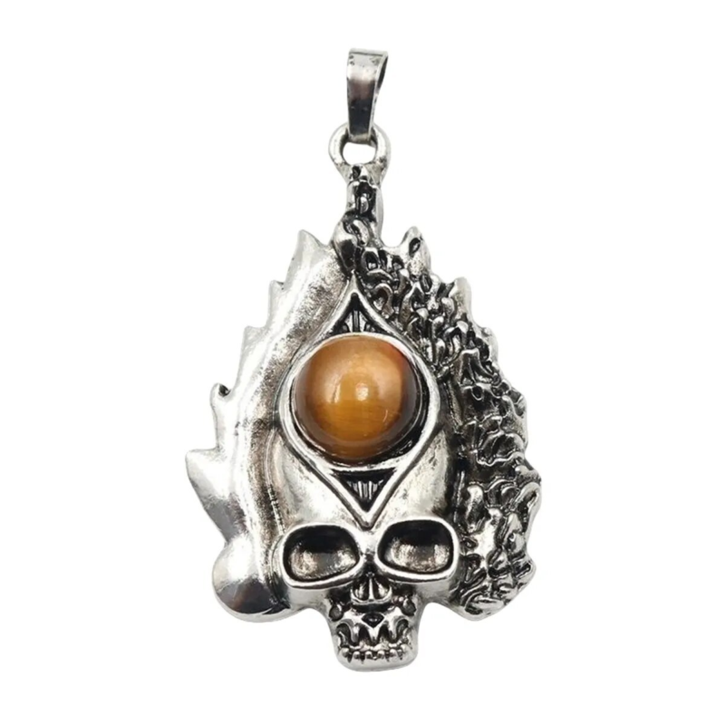 3P Fashion Gothic Skull Keychain Silver Skeleton Stone Pendant Keyring Jewelry