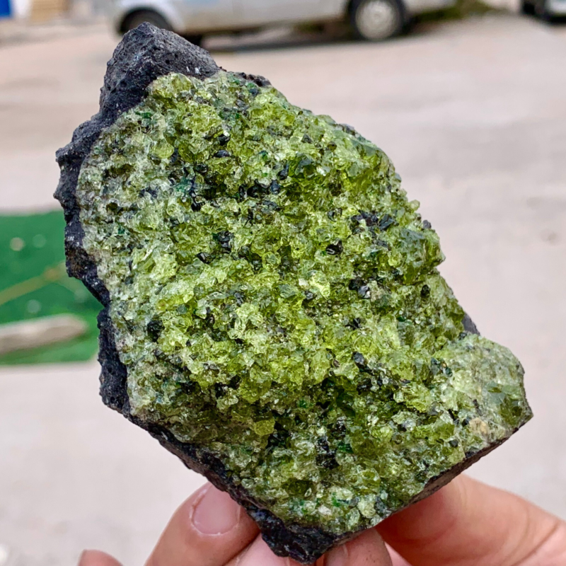 383G Natural and rare beautiful museum grade olive green olivine crystal