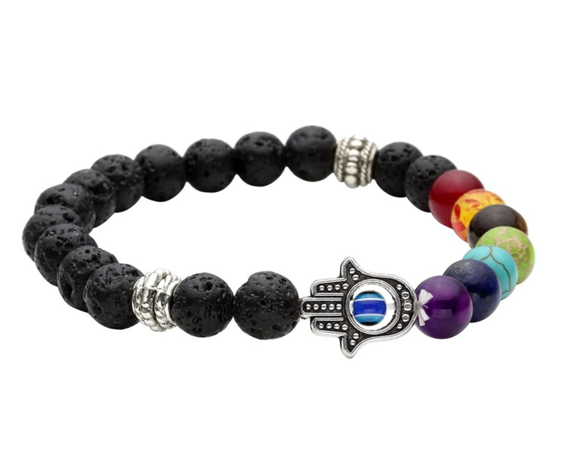 7 Chakra Bracelet Healing Balance Beaded Lava Natural Stone Yoga Reiki Prayer