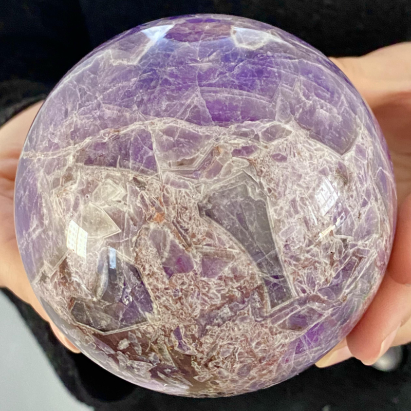 2.83LB Natural Dream Amethyst Quartz Crystal Sphere Ball Healing