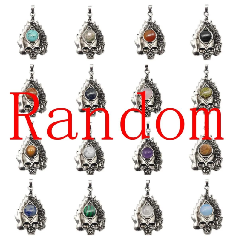 3P Fashion Gothic Skull Keychain Silver Skeleton Stone Pendant Keyring Jewelry