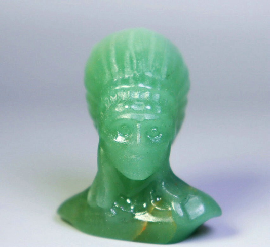 Natural Green Aventurine Carved Indian Chief Carved Skull Carving Reiki Healing
