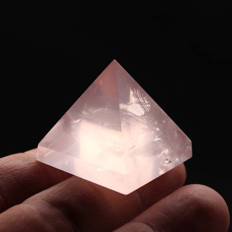 HOT Natural Pink Rose Quartz Crystal Pyramid Gemstone Healing Energy Tower Decor