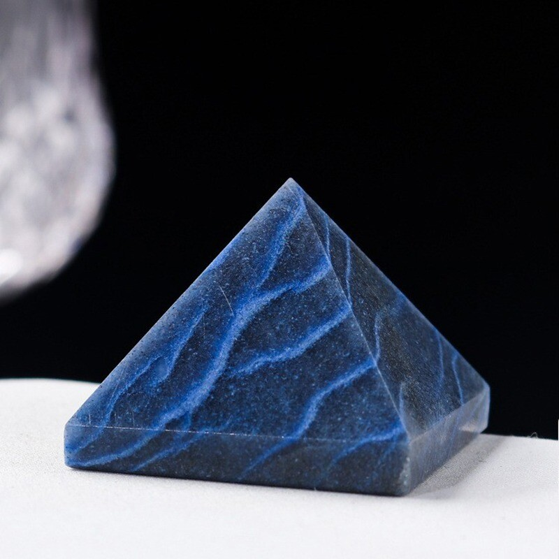 Natural Blue Aventurine Jasper Quartz Crystal Energy Tower Pyramid Healing Decor