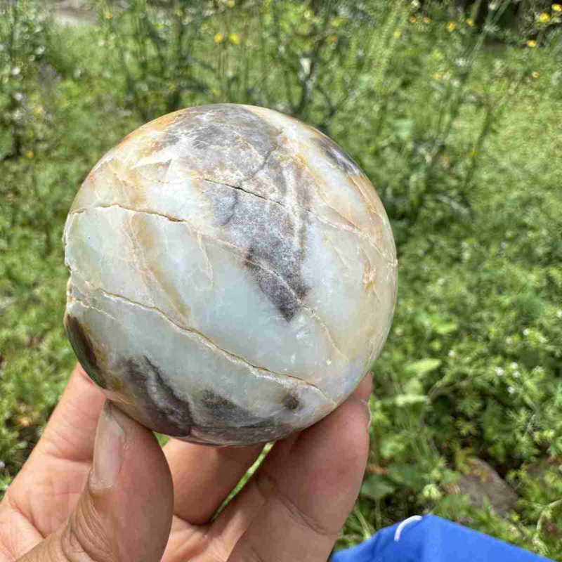 360g Natural Amazonite Quartz Sphere Crystal Polished Ball Reiki Healing Decor