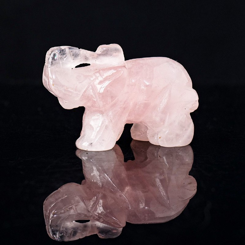 5x Natural Rose Quartz Crystal Carved Elephant Healing Rock Gemstone Animal Gift