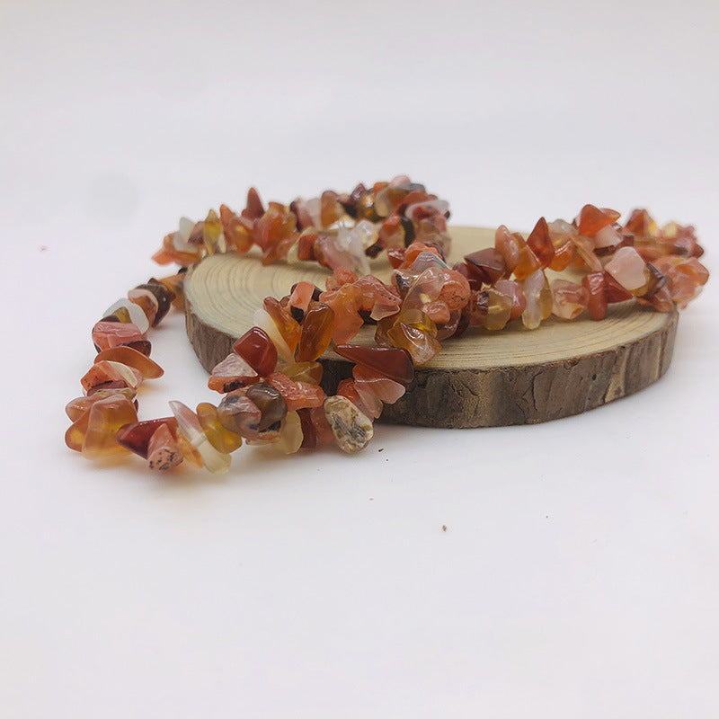 Natural Crystal Perforated Stone Chain Semi-Finished Products with Holes and Shape Scattered BeadsdiyBracelet Accessories Cross-Border Perforated Gravel