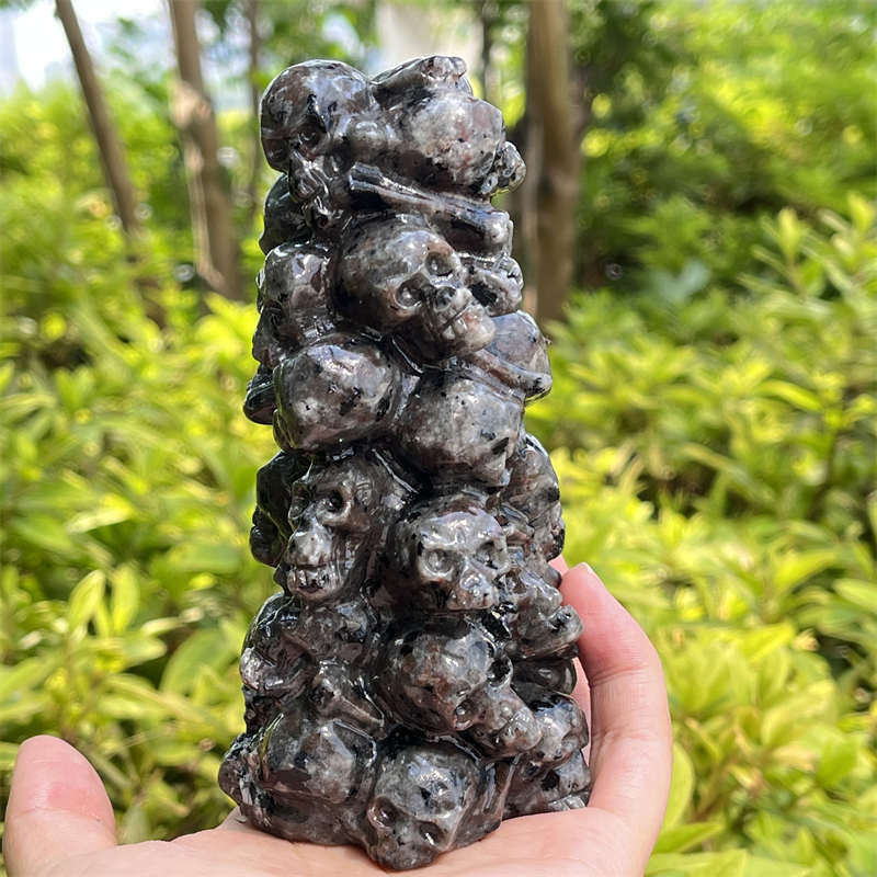 500g+ Natural yooperlite hell skull carved Quartz Crystal skull Energy Healing