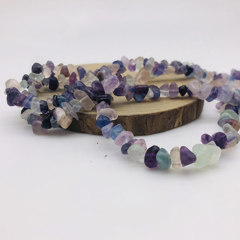 Natural Crystal Perforated Stone Chain Semi-Finished Products with Holes and Shape Scattered BeadsdiyBracelet Accessories Cross-Border Perforated Gravel