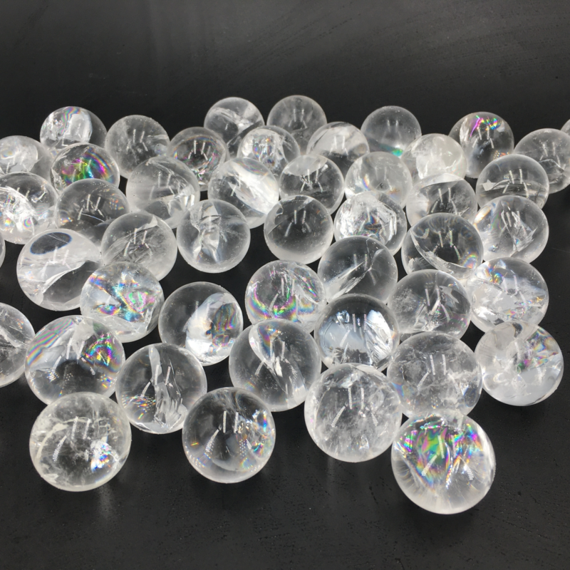 Natural Clear Quartz sphere Rainbow Crystal Ball reiki Healing care 40g+ 2pcs